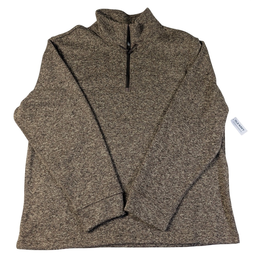 Old Navy Mens XXL Taupe Sweater Fleece Quarter Zip Pullover S/740220-00 NEW